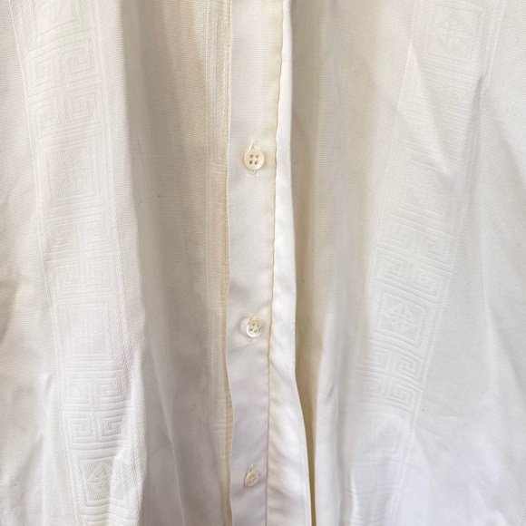 Gianni Versace Vintage Greca Pattern Minimalist White Shirt Long Sleeves Sz 44 - Picture 10 of 16